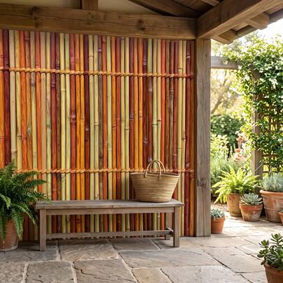 2D Flat 1pc Natural Bamboo/Bamboo/Straw Woven Fence Hanging Flag, Decorative Fence, Easy To Install, Suitable For Swimming Pool Shade, Birthday, Balcony, Garden, Detailed Texture Celebration Decoration