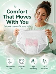 6/20 buah Celana Dalam Pembalut Wanita, Desain Perekat (Tidak Perlu Melepas Celana Dalam), Katun Lembut Ultra Tipis, Daya Serap Tinggi, Sangat Elastis, Penyerapan Cepat, Pas Nyaman, Cocok Untuk Penggunaan Siang dan Malam - Celana menstruasi - tidak perlu dilepas - View 2
