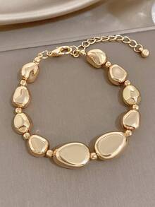 18k Gold Plated Asymmetrical Stone Gold Bracelet, Women's Bracelet, Designer Jewelry, Charming Bracelet, High Quality Luxury Jewelry, Luxury Bracelet, Jewelry Set, Heavy Jewelry, Gold Plated Jewelry, Suitable For Daily, Date, Party, Vacation Season, Back To School Season, Summer Jewelry, Beach Jewelry, Bohemian Jewelry, Women's Beach Accessories, Birthday Gift, Girlfriend Gift, Mother Gift - Multicolor - View 8