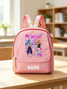 1pc Personalized Back To School Backpack, Casual Versatile K-Pop Music Idol Theme Print, Zipper Closure Nylon Material, Adjustable Shoulder Straps, Hand-Carry, Suitable For Dancing, Shopping, Outdoor Trips, Daily Use. Birthday Gift. - Multicolor - View 13