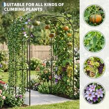 Metal Garden Arch Trellis, 7.3 Ft PE-Coated Steel Climbing Plant Support With Hardware For Raised Beds & Paths - Black - View 2