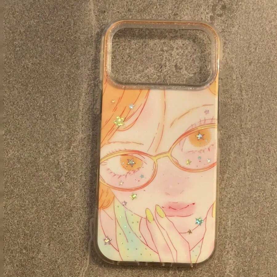 Dopamine Color Cute Big Eye Glasses Girl Cartoon IMD Phone Case--Compatible With Phone 17 Pro Max, 17 Pro, 17, 16 Pro Max, 16 Pro, 16, 15 Pro Max, 15 Pro, 14 Pro Max, 14 Pro, 14, 13 Pro Max, 13 Pro, 13, 12 Pro Max, 11, Phone Protective Cover - Multicolor - View 1