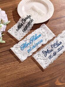 Brand New Custom Design Colorful Lace Garter Set, Personalized/Signable, Sexy Bridal Wedding Accessory, Suitable For Valentine's Day - Multicolor - View 4