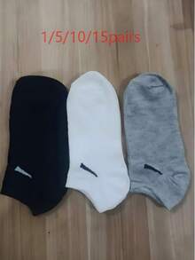 1/5/10/15 Pairs Unisex Solid Color Short Socks, Soft And Comfortable, Horse Pattern, Casual Multi-Functional Sports Socks, Suitable For Daily Wear Or Outdoor Activities, All Season - Multicolor - View 7
