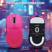 ATTACK SHARK X8 SE Gaming Mouse, Back To School Computer Accessories, Lightweight 59g Wireless Mouse With 25K DPI Optical Sensor, Tri-Mode Connection 2.4G Bluetooth Wired, Rechargeable 500mAh Battery, 5 Programmable Buttons - View 11
