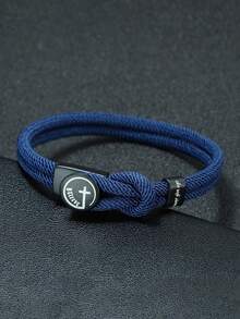 1Pc Men Rope Knot Bracelet, Christian Cross Engraved Wristband, Never Give Up Inspirational Paracord Hand Rope, Faith Religious Jewelry Gift For Guys - 4mm Bracelet - View 7