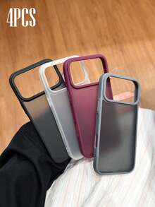 4PCS Black, Burgundy, Gray And Matte White Skin-Feel Matte Transparent Phone Cases Compatible With IPhone17 17pro 17Air 17promax11 11Pro 11promax 12 12 Pro 12Promax 13 13pro 13promax 14 14pro 14PLUS 14promax 15 15pro 15PLUS 16 16pro 16promax 16PLUS - Multicolor 3 - View 10