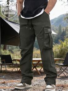 男士戶外運動工裝登山長褲，寬鬆版型，多個工裝口袋，適合登山、露營與日常穿著 - 灰色 - 查看 1