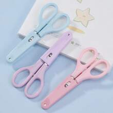 3-Color Stainless Steel Round Tip Scissors With Protective Cover, Pink, Purple And Light Blue Portable Multi-Function Scissors, Ergonomic Design, Suitable For Office, School, Home And Craft Projects - Multi-color - View 1
