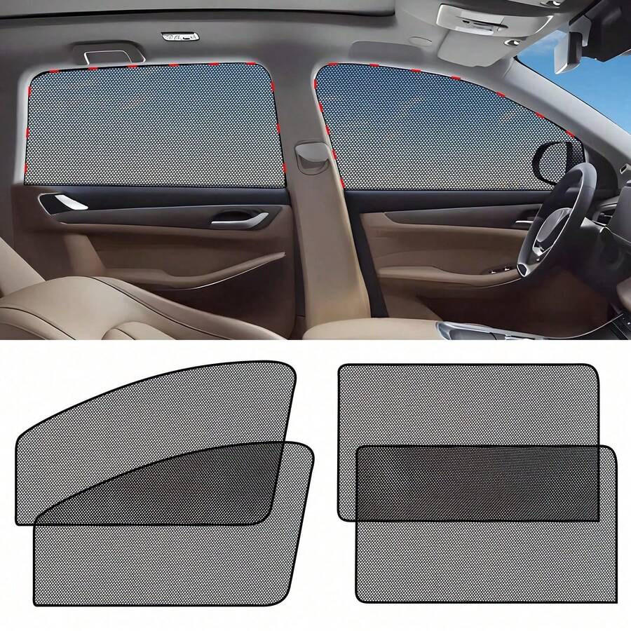 Car Window Sunshade, Sunshade Side Window Breathable Mesh Sunscreen, Anti-Ultraviolet And Heat, Universal, Suitable For Most Cars, Easy Magnetic Installation, Suitable For Camping, Travel, Nap. - A - View 1