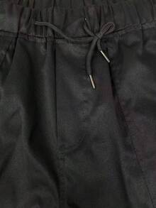Men's Solid Color Cargo Pants With Pockets, Casual Versatile Everyday Wear - Black - View 5