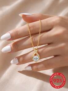 S925 Sterling Silver Heart-Shaped Moissanite Infinity Symbol Pendant Necklace, Versatile Daily Jewelry Gift For Girlfriend, Wife, Mom, Birthday, Anniversary - Multicolor - View 3