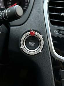 Anillo decorativo de arranque de un toque para coche con diseño de mariquita, decoración interior con incrustaciones de strass, pegatina decorativa universal para botón de interruptor de encendido - A - Ver 4
