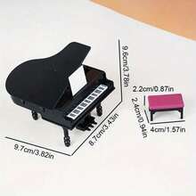 Luxury Black Miniature Piano & Guitar Set, Exquisite Replica Musical Instruments With Piano Stool & Sheet Music, Fine Lacquered Texture, Suitable For 1:12 Dollhouse Decor And Desktop Artistic Display, Perfect For Collection And Gifting - Multicolor - View 7