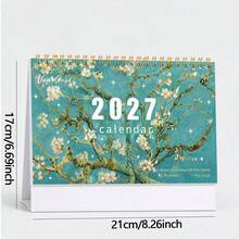 1pc Van Gogh Style 2D Art Cover Desk Calendar, Classic Paintings Presenting Dreamy Landscapes, Adding Artistic Atmosphere To Daily Office, School And Company Scenes. Can Be Used For Schedule Planning And Monthly Organization, Helping You Arrange Your Life Orderly. 2027 New Start, "INHALE CHAOS, EXHALE CONSTELLATIONS" Inspires The Beginning Of A Wonderful Year. - Desk Calendar - View 9