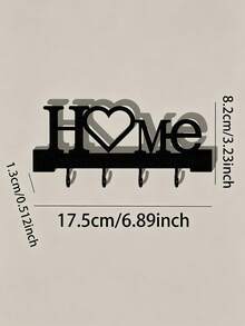 1pc Heart & HOME Letter Wall-Mounted Key Holder Rack, No-Drill Entryway Storage Rack With Hooks, Living Room & Hallway Decorative Shelf, Sturdy Metal Material, Black Aesthetic Style, Suitable For Home, Office, Mudroom, Can Hang Car Keys, Handbags, Keychains, Room Decor, Office Desk Accessories, Kitchen Decor - Multicolor - View 8