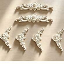 2D Wooden European Floral Pattern Furniture Decorative Panel, Furniture Cabinet Door Mirror Frame Decorative Flower, Decorative Component, Wall Frame DIY Art Decoration - Khaki - View 5