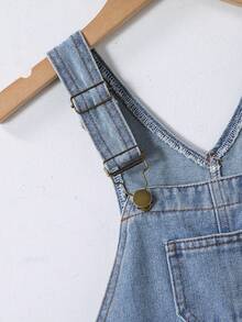 Boys' Denim Overalls, 2-7 Years Light Wash Adjustable Straps, Multi-Pocket, Straight Leg, Casual Everyday Style - Light Wash - View 4