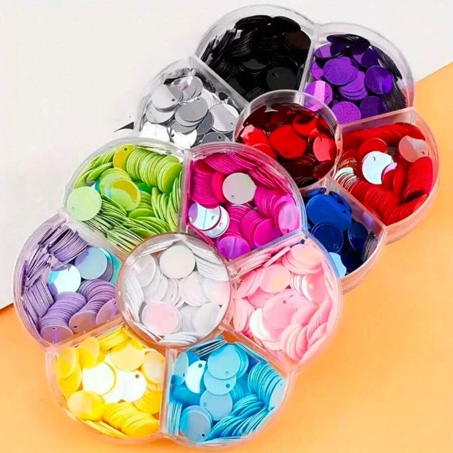 20g 58pcs Flat Round Loose Sequins 30mm Large Hole Sequins 3cm Large Bulk Embroidery Handmade Sequins Colorful PVC Iridescent Appliques Garment Jewelry Making DIY Sewing Accessories - 20g - View 1