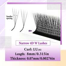 FOXYMEI 12 Rows Narrow 4D W-Shaped Eyelash Extensions C/D/LU(M) Curl, Fluffy & Textured, 0.07mm Lightweight & Soft, 8-15mm New Small Gap Lashes, Suitable For Daily Commute Natural Makeup Look - LU(M) - View 17
