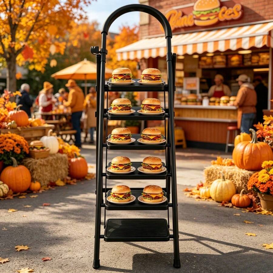 Multifunctional Mobile Ladder Frame, Widened Pedal, It Is Safer For Dad To Use, The Storage Does Not Occupy An Area, And It Can Be Placed In The Corner. The Household Warehouse Is Enough, And There Is No Need To Tiptoe For High Storage. - Long Six-step Staircase - BLACK - View 1