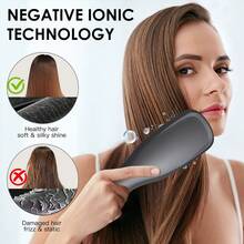 Hatteker Multi-Function Hot Air Brush, Multi-Temperature Control Hair Dryer Styler, Home Use Straightening Curling Hair Styling Comb - Grey - View 6