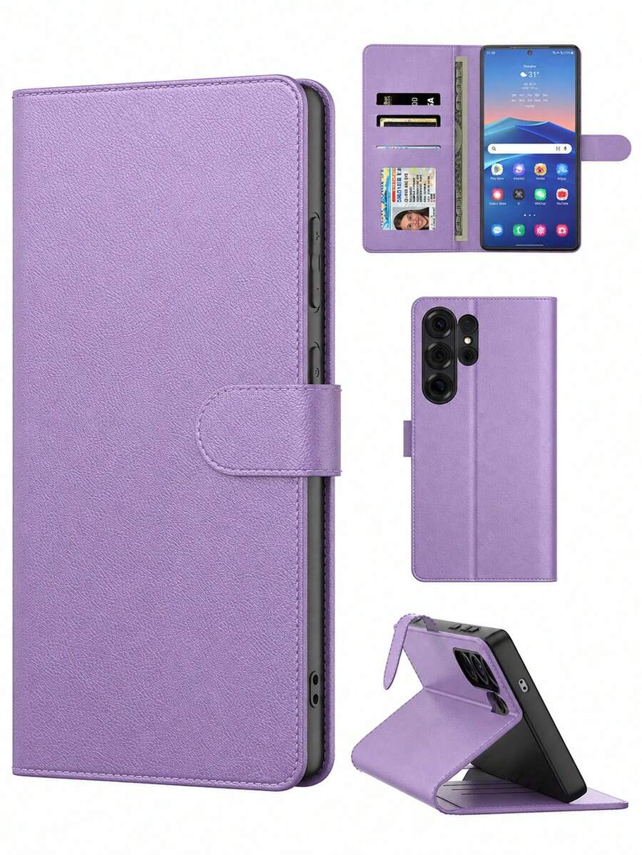 1件紫色卡夾式智慧型手機保護殼,適用於Apple 17,多功能錢包式手機殼套,適用於Apple智慧型手機,全方位防摔保護殼,適用於Apple 17e,時尚Apple 16手機殼,翻蓋手機殼,適用於Apple 17 Pro Max保護殼,附信用卡槽手機殼;Apple 17 Pro手機殼附智慧型手機支架,翻蓋保護殼附磁吸扣,適用於Apple手機,適合日常使用,實用手機配件,適用於Honor手機殼 - 紫色 - 查看 1