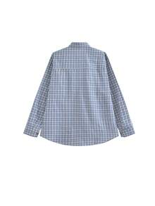 Blue Plaid Shirt Spring New Versatile Loose Slouchy Sun Protection Cardigan High-End Casual Top - Blue - View 6