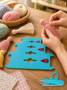 Adjustable Plastic Tassel Maker, Square Teal DIY Tool, Suitable For Craft Enthusiasts - Multicolor - View 2
