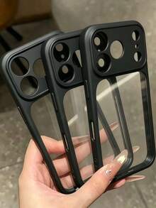 Nouvelle coque de téléphone intelligente, à la mode & mignonne, coque de protection, minimaliste créative personnalisée, matériau 3-en-1, épaissie 2,8 mm, couleur unie colorée, sensation premium mate et douce pour la peau, rose, bleu, noir, blanc, plaque arrière transparente, couverture complète anti-chute, compatible avec iPhone 11/12/13/14/15/16/17/17 Pro Max/17 Pro/12 Pro/12 Pro Max/13 Pro/13 Pro Max/14 Pro/14 Pro Max/15 Pro/15 Pro Max/16 Pro Max/16 Pro - Noir - Voir 1