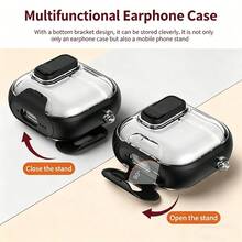 Anti-Yellow Clear Protective Case For AirPods 4, Shockproof Hard PC Earbud Cover With Metal Ring, Full-Body Drop-Proof Transparent Case With Keychain - Clear - View 3