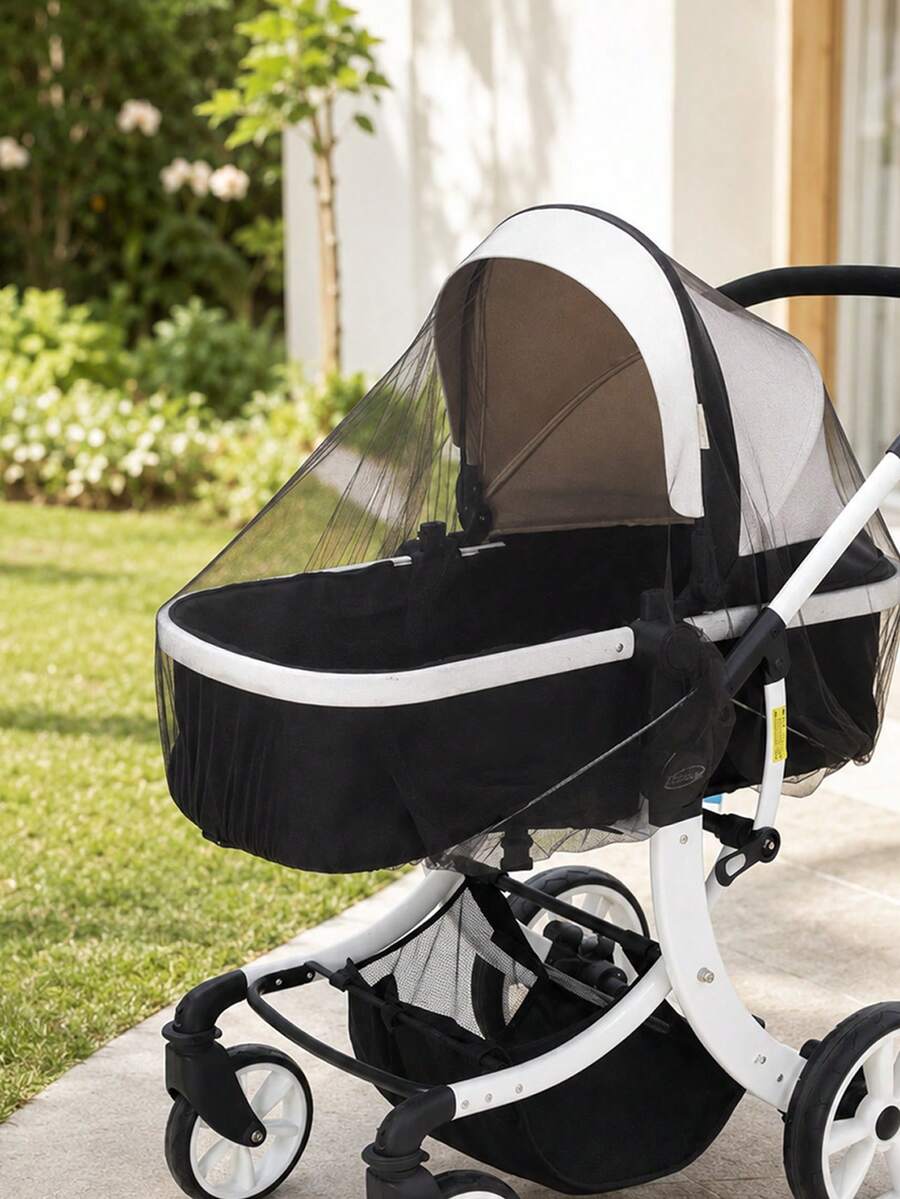 1pc Universal Baby Bassinet Mosquito Net, Breathable Mesh Canopy For Cradle Rocker, Convenient Portable White Design For Spring/Summer - 黑色 - 查看 1