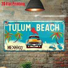 2D Flat Print, 1pc, Vintage Metal Sign, Outdoor Wall Decor, With Tropical Car And Parrot Pattern, Suitable For Home, Bar, Cafe, Garage Wall Decoration, Industrial Style Decor. For Decorative Use Only (Random Style) - A - View 1