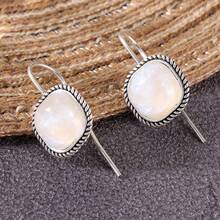 Anting Gantung Tali Kepang Persegi Minimalis untuk Wanita, Desain Gaya Vintage; Aksesori Serbaguna untuk Semua Gaya dalam Perjalanan Sehari-hari - Perak - View 4