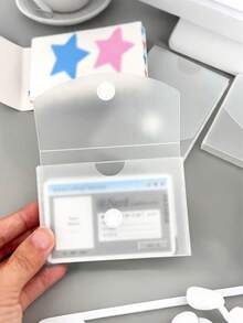 Frosted Desktop Card Sticker Storage Box, Transparent Rounded Corner Lid, Can Be Placed Horizontally Or Vertically, Transparent Frosted Snap-Lock Storage Box, Semi-Flip Lid Mini Card Dust-Proof Storage Box, Simple And Practical Office Storage Box, Card Storage Box. - Multicolor - View 7