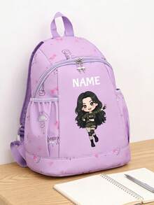 1pc Personalized Back To School Backpack, Versatile Cute K-Pop Music Idol Theme Print, Zipper Closure Nylon Material, Adjustable Shoulder Straps, Hand-Carry, Suitable For School, Shopping, Daily Commute, Outdoor Travel. Birthday Gift. - Multicolor - View 9