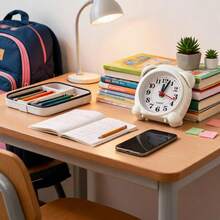 Unisex Classic Style Compact Table Clock For Bedroom And Office - White - View 4