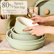 19pcs Pots And Pans Set Non Stick, Detachable Handle Cookware Kitchen Cooking Sets, Space Saving, Dishwasher And Oven , , For Camping/RV/Traveling, Sage Green - View 4