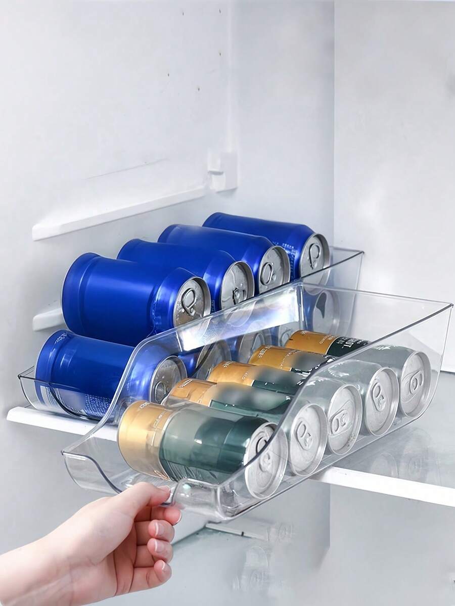 Transparent Stackable Can Organizer Space-Saving Storage Box Suitable For Refrigerator Storage Drawer-Style Storage Rack Ideal For Teacher's Day World Cup Kitchen Accessories Outdoor Camping Home Office Household Items Kitchen Storage Essential