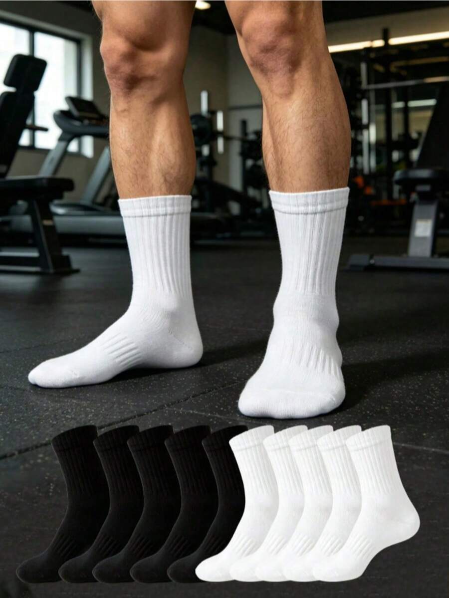 1/5 Pairs Spring/Autumn Men's Sports Long Socks, Unisex Outdoor Athletic Socks, Comfortable Breathable Basketball Socks - Multicolor - View 1