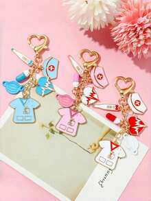 Nurses Day Keychain Cartoon Medical Charm Drop Oil Pendant For Nursing Students Graduation Gift Doctors Accessories - White - View 10