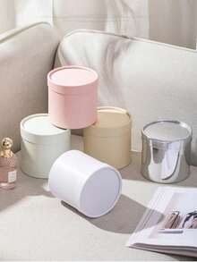 1Pc Solid Color Round Hug Bucket, Empty Floral Arrangement Gift Box, DIY Flower Packaging Container, Decorative Flower Bucket, Holiday Gift Box Table Ornament For Valentine's Day, Wedding, Festival & Home Decorations - One Size - View 3