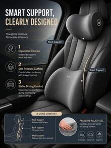 1PC Ergonomic Car Headrest Pillow Or Lumbar Support Cushion, Soft Rebound Neck And Waist Backrest Pad For Driver Seat, Daily Commute And Long Road Trips - Headrest and Lumbar Support - View 5