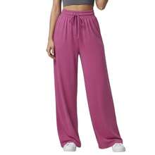 Comfortable Women's Wide-Leg Sweatpants, Soft, Structured Fit, Casual, Basic, Plain, With A Faux Drawstring. - Pink - View 3
