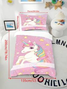 2/3pcs Pink Cartoon Rainbow Unicorn Print Duvet Cover Set, Sweet Girl Style Polyester Fabric Bedding Set, Customizable Personalized Name Print, Suitable For Girls Bedroom Daily Use, Birthday Christmas All Season Decoration - Multicolor - View 15