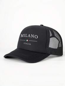 1件/2件裝 MILANO 字母印花海綿網格帽，米蘭義大利圖案印花中性海綿棒球帽，可調節戶外網格遮陽帽，輕量透氣，適合日常通勤 - 彩色 - 查看 17