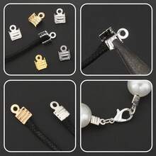 200pcs DIY Connector Leather Cord Clamps Combination, Crimp End Caps, Approx 7mm, Multi-Color Optional, Suitable For DIY Bracelet, Necklace, Anklet End Connectors, Cord End Clamps, Rope End Clips, Jewelry Connectors, Phone Chain Tail Fixings, DIY Jewelry Making Materials, Jewelry Making Parts - Crimp End - View 4