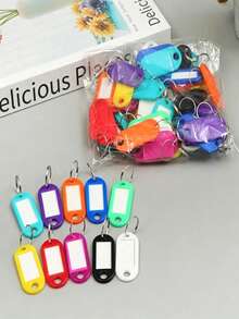 100/50/10 Plastic Keychains With Ring And Label Window, 10 Assorted Colors - Multicolor - View 2