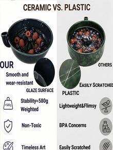 ​1PC Ceramic Berry Bowls With Holes, Self Rinsing Berry Washing Ceramic Bowl, 7'' Ceramic Berry Basket With Holes, Swirling Berry Bowl Functional Self Spinning Vortex Ceramic Berry Washing Bowls With Holes, Fruit Rinse Bowl For Kitchen Counter - Multicolor - View 4