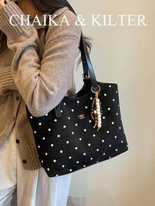 1 pièce Sac à épaule de mode en tissu suédé mat de couleur unie, sac à main vintage décontracté pour femmes avec bouton-pression et fermeture éclair, grand sac fourre-tout de grande capacité, convient pour les voyages, les achats, les rendez-vous, cadeau pour femmes, convient aux adolescentes, aux étudiantes, aux débutantes et aux employées de bureau, très adapté pour le bureau, le campus, le travail, les affaires, les trajets, l'extérieur, les voyages, les sorties (vendu avec pendentif) - Noir - Voir 7